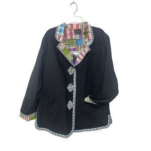 NWT Koos of Course Linen, Silk, Patchwork Reversible Woman Blazer‎ Sz Large